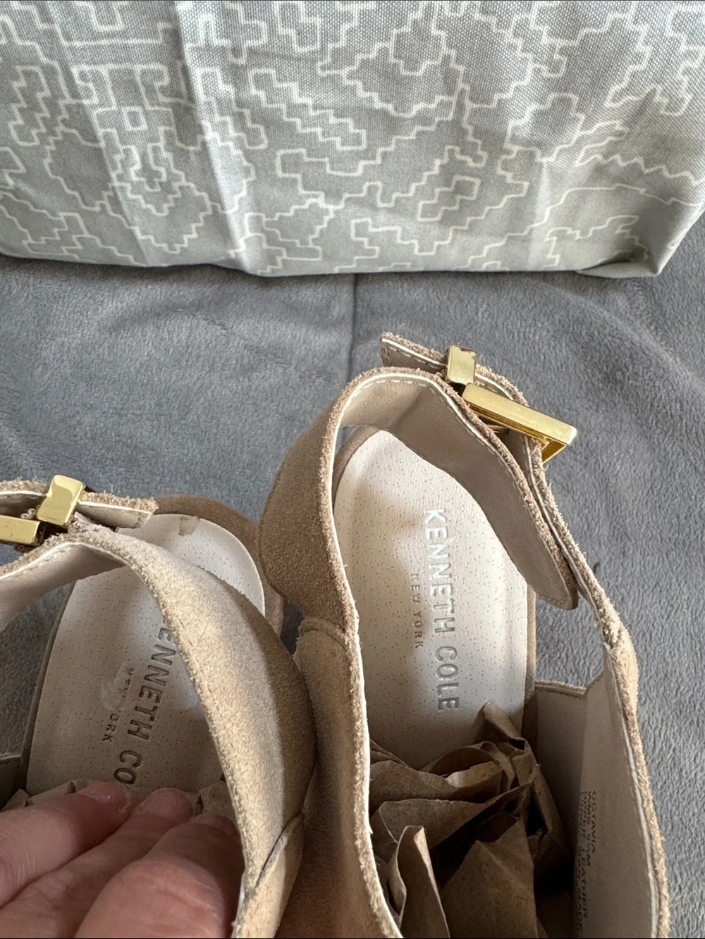 Kenneth Cole Reaction Neutral Suede Open-Toe Wedge Sandals